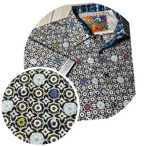Robert Graham Avenue Tawada Short Sleeve Button Up Shirt Men’s 2XL Multicolor